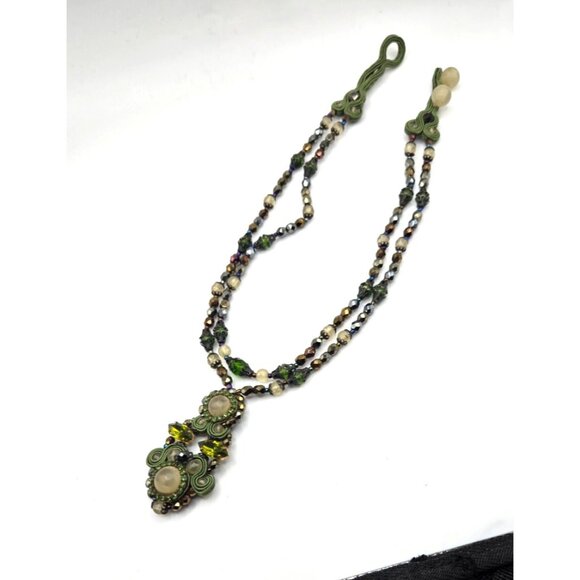 Handcrafted Soutache Beaded Pendant Necklace – Vintage Artisan Statement - Picture 4 of 11